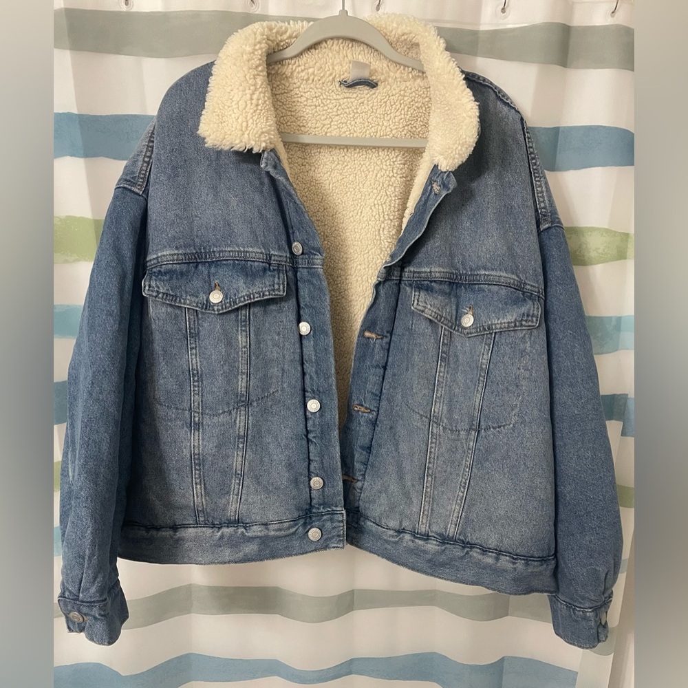 &Denim Sherpa Lined Women’s Jean Jacket Blue Size: XXL (N50)